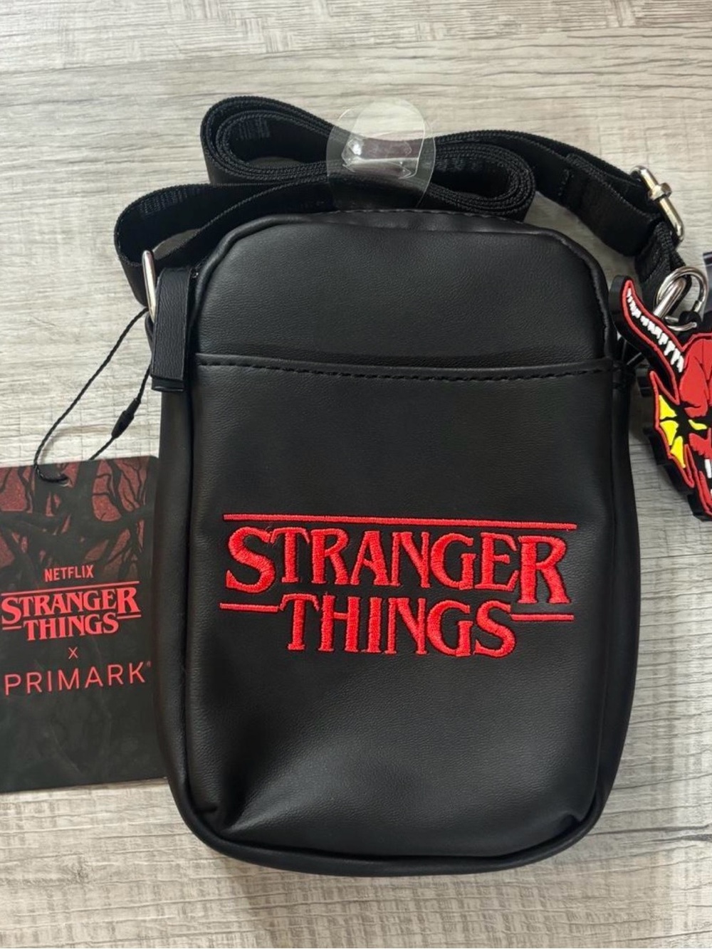 Primark Black Crossbody Bag with Red Stranger Things Logo
